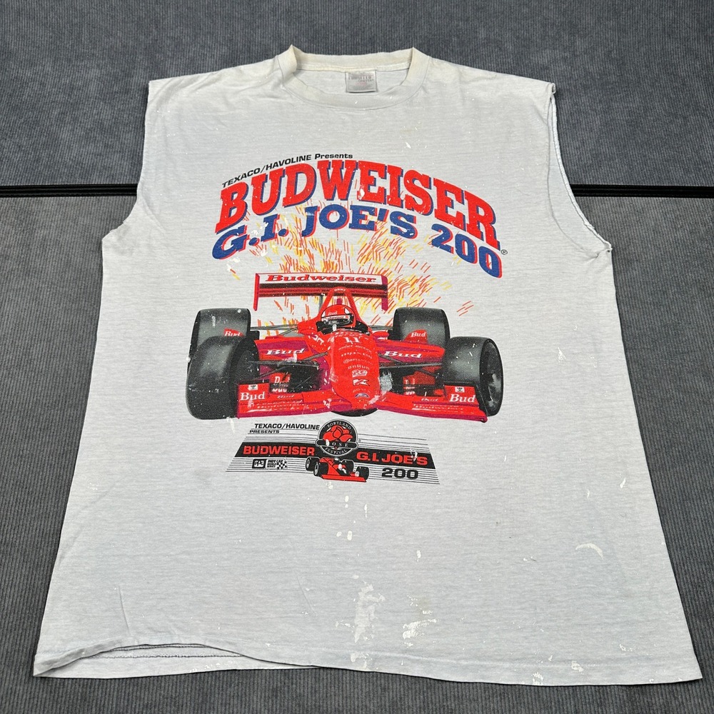Vintage 1996 Budweiser GI Joes 200 IndyCar‎ Racing Tank Top Oneita XL Portland